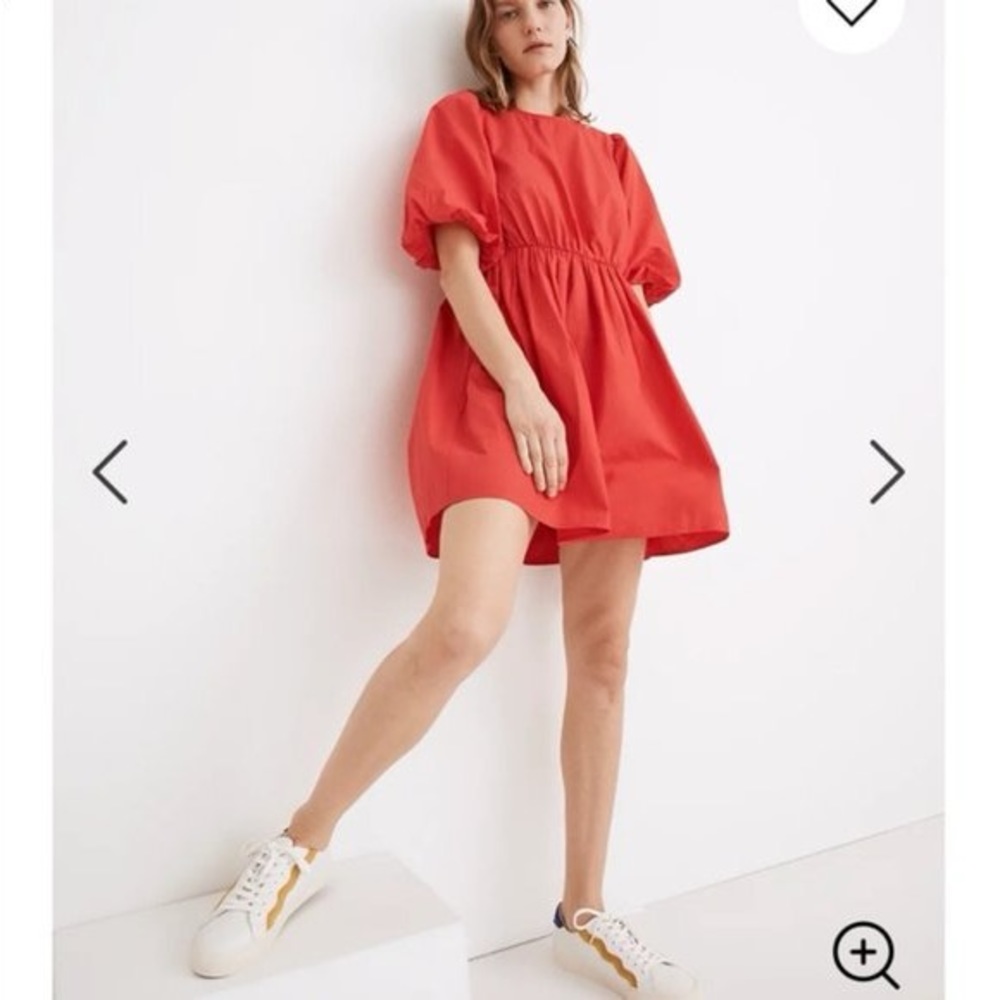 Madewell Poplin Crewneck bubble-sleeve mini dress
